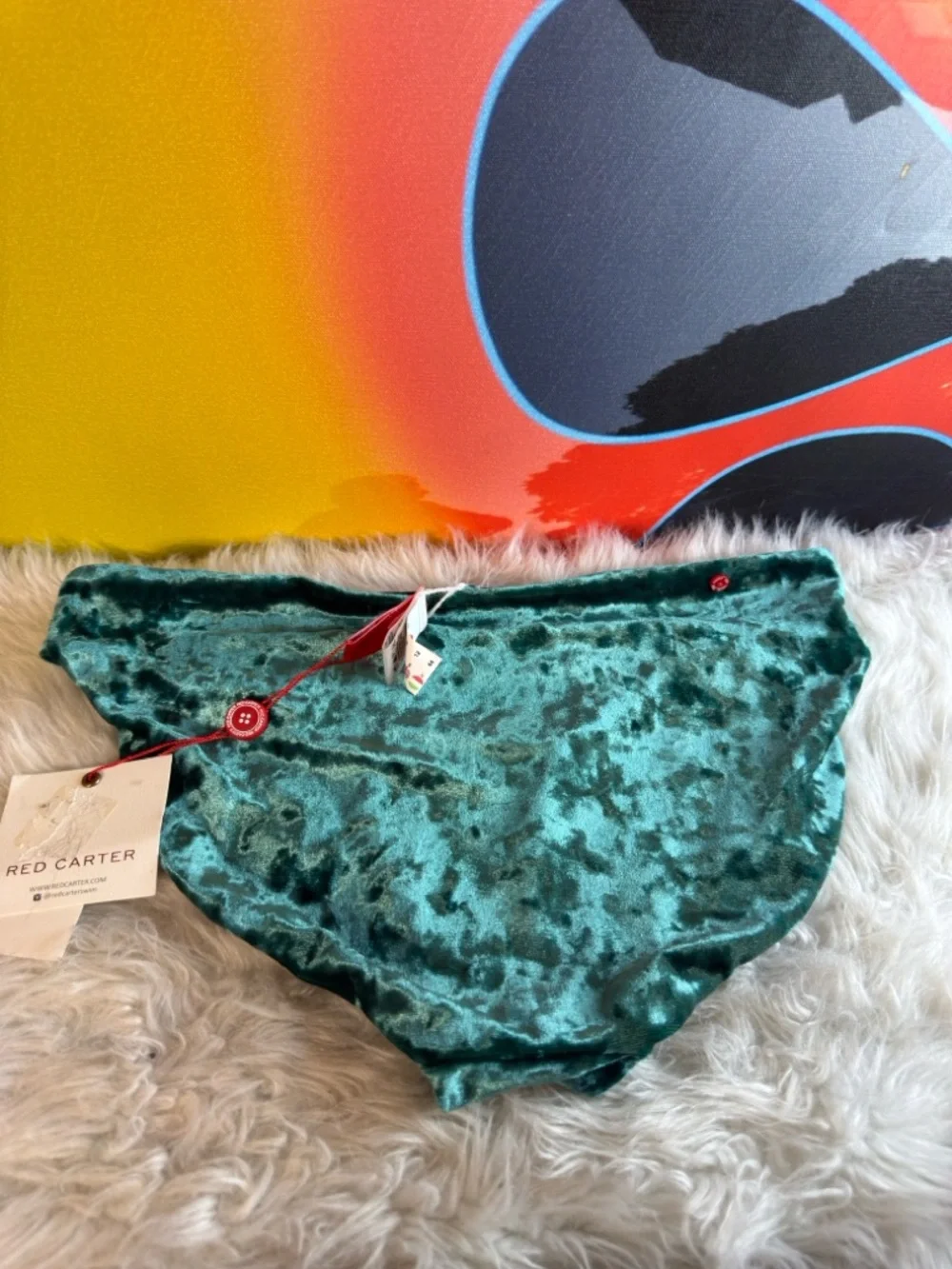 NWT Red Carter Teal One-Shoulder Velvet Bikini‎ Bottom Sz S (TXABIN)